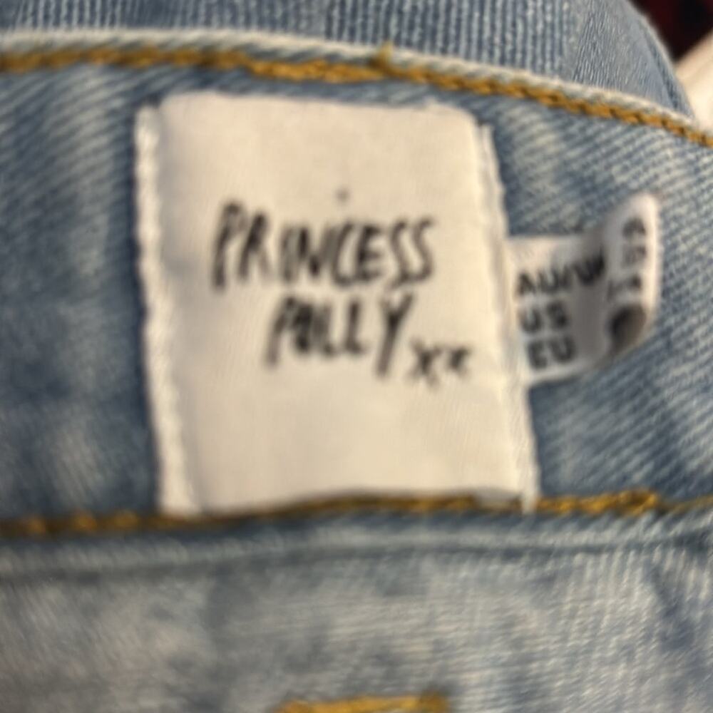 Princess Polly Mariya Fray Denim Mini Skirt 2 Blue Concert Cowgirl Festival Rave - Picture 7 of 8